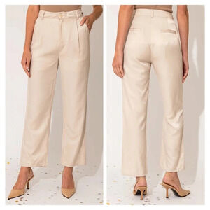 NWT-Mid Waist Satin Plated Pants